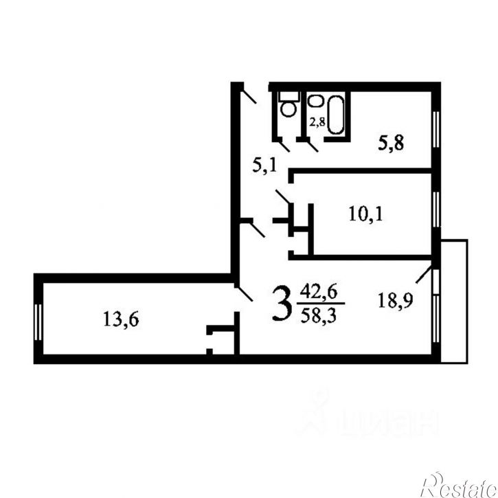 3-комн квартира ул Энтузиастов, 54,  д. 54